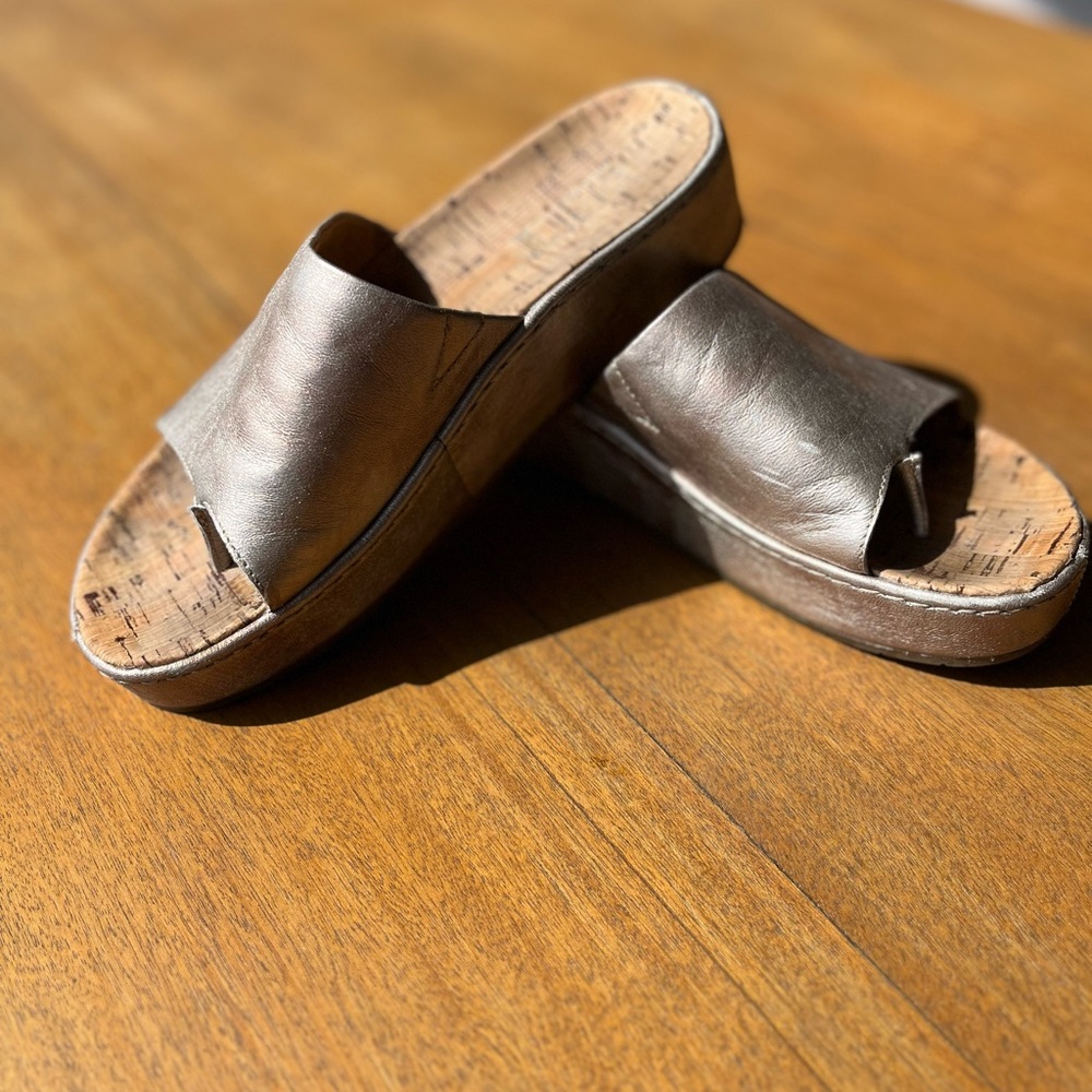 Børn gold platform slip-on sandals